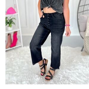 Judy Blue Button Fly Cropped Wide Jean